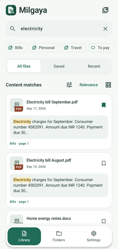 Milgaya search results for electricity, with collection and tag filters.